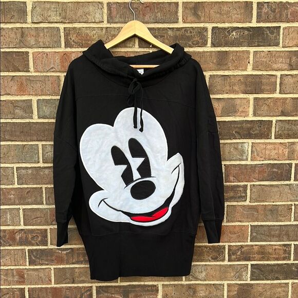 Disney Mickey Mouse Rare Black White Red Hoodie Sweater L - Picture 5 of 12